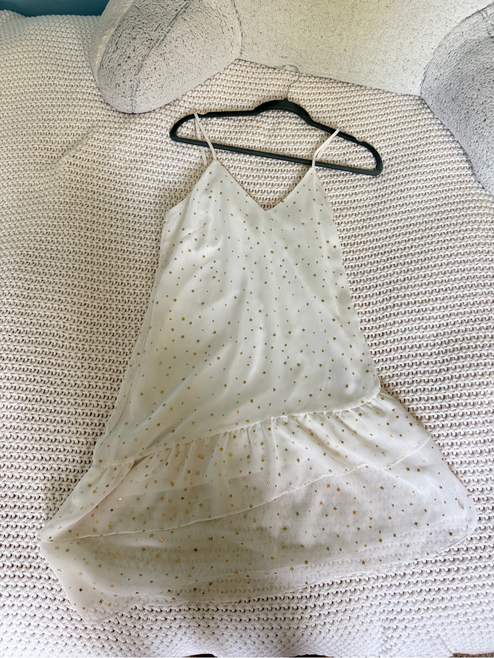 Collective Concepts Ivory Satin Slip Dress with Star Accents